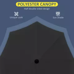 Outsunny 2m Half Parasol Market Umbrella Garden Balcony Parasol with Crank Handle, Base, Double-Sided Canopy, Black - 7