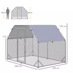 PawHut Walk in Chicken Run Chicken Coop Hen House Outdoor with Roof for 4-6 Chickens, 280 x 190 x 195cm - 3