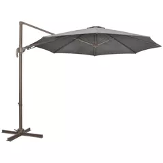 Outsunny 3(m) Cantilever Parasol 360° Rotation Roma Umbrella Hanging Sun Shade with Aluminium Frame, Tilt Crank, 8 Ribs and Cross Base, Dark Grey - 1