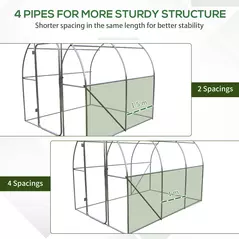 Outsunny Large Polytunnel Walk In Greenhouse, Plant Gardening Tunnel Green House with Metal Hinged Door, Galvanised Steel Frame & Mesh Windows, Green (3 x 2 m) - 8