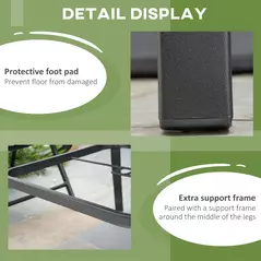 Outsunny 94 x 94 cm Garden Table with Parasol Hole, Outdoor Dining Garden Table for Four with Slatted Metal Plate Top, Black - 6