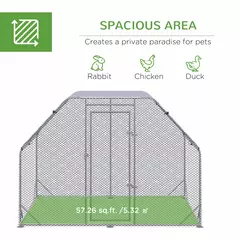 PawHut Walk in Chicken Run Chicken Coop Hen House Outdoor with Roof for 4-6 Chickens, 280 x 190 x 195cm - 4