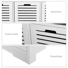 HOMCOM 3-Drawer Shoe Storage Bench - White - 6
