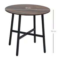 HOMCOM 85cm Dining Room Table, Industrial Style Kitchen Table Round  with Steel Legs, Rustic Brown - 3