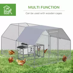 PawHut Walk in Chicken Run Chicken Coop Hen House Outdoor with Roof for 10-12 Chickens, 380 x 280 x 195cm - 6