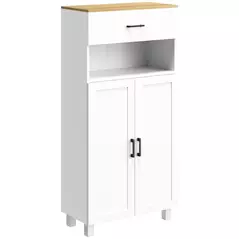 HOMCOM Sideboard, Nordic Storage Cabinet with Drawer, Doors and Open Countertop, Freestanding Kitchen Cupboard for Living Room, Dining Room, 130cm, White - 1