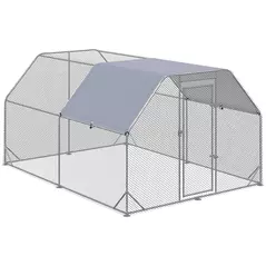 PawHut Walk in Chicken Run Chicken Coop Hen House Outdoor with Roof for 10-12 Chickens, 380 x 280 x 195cm - 1
