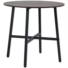 HOMCOM 85cm Dining Room Table, Industrial Style Kitchen Table Round  with Steel Legs, Rustic Brown - 1