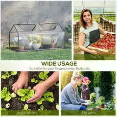 Outsunny Mini Greenhouse Portable Flower Planter Vegetable Grow House for Garden with Zipped Windows, 120 x 60 x 60 cm, Clear - 7