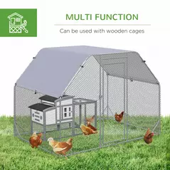 PawHut Walk in Chicken Run Chicken Coop Hen House Outdoor with Roof for 4-6 Chickens, 280 x 190 x 195cm - 6