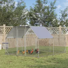 PawHut Walk in Chicken Run Chicken Coop Hen House Outdoor with Roof for 10-12 Chickens, 380 x 280 x 195cm - 2