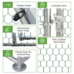 PawHut Walk in Chicken Run Chicken Coop Hen House Outdoor with Roof for 10-12 Chickens, 380 x 280 x 195cm - 5