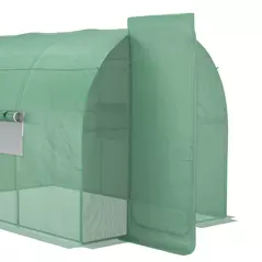 Outsunny Large Polytunnel Walk In Greenhouse, Plant Gardening Tunnel Green House with Metal Hinged Door, Galvanised Steel Frame & Mesh Windows, Green (3 x 2 m) - 9
