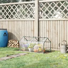 Outsunny Mini Greenhouse Portable Flower Planter Vegetable Grow House for Garden with Zipped Windows, 120 x 60 x 60 cm, Clear - 2