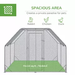 PawHut Walk in Chicken Run Chicken Coop Hen House Outdoor with Roof for 10-12 Chickens, 380 x 280 x 195cm - 4
