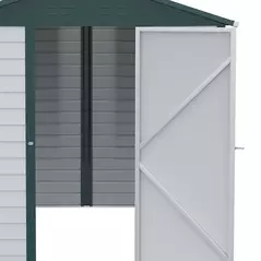 Outsunny 9x 6FT Metal Outdoor Garden Shed, Galvanised Tool Storage Shed w/ Sloped Roof, Lockable Door for Patio Lawn, Green - 7
