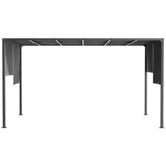 Outsunny 3(m) x 4m Metal Pergola with LED Lights, Outdoor Garden Pergola with Sliding Roof, Solar Powered, for BBQ, Lawn, Dark Grey - 9