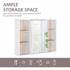 HOMCOM Bathroom Mirror Cabinet, Wall Mounted Storage Cabinet with Open Cupboard and Adjustable Shelf, White - 4