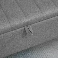 HOMCOM Storage Ottoman with Flip Top, Rectangular Upholstered Bench, Linen Look Fabric Footstool with Steel Legs for Living Room, Bedroom, Grey - 8