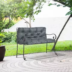 Outsunny 2 Seater Bench Cushion, Garden Chair Cushion with Back and Ties for Indoor and Outdoor Use, 98 x 100 cm, Dark Grey - 2