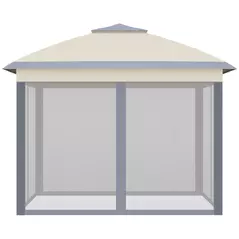 Outsunny 3.3 x 3.3m Pop Up Gazebo, Double Roof Foldable Canopy Tent with Zipped Mesh Sidewalls, Height Adjustable and Carrying Bag, Event Tent for Patio Garden, Beige - 8