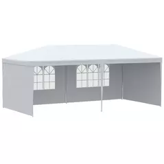 Outsunny 6 x 3 m Party Tent Gazebo Marquee Outdoor Patio Canopy Shelter with Windows and Side Panels White - 1