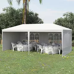 Outsunny 6 x 3 m Party Tent Gazebo Marquee Outdoor Patio Canopy Shelter with Windows and Side Panels White - 2