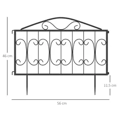 Outsunny Decorative Garden Fencing, 4PCs Outdoor Picket Fence Panels, Rustproof Metal Wire Landscape Flower Bed Border Edging Animal Barrier, Black - 3