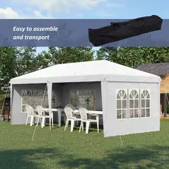 Outsunny 3 x 6m Pop Up Gazebo, Height Adjustable Marquee Party Tent with Sidewalls and Storage Bag, White - 4