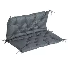 Outsunny 2 Seater Bench Cushion, Garden Chair Cushion with Back and Ties for Indoor and Outdoor Use, 98 x 100 cm, Dark Grey - 1