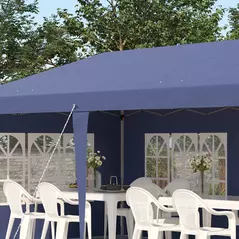 Outsunny 3 x 6m Pop Up Gazebo, Height Adjustable Marquee Party Tent with Sidewalls and Storage Bag, Blue - 9