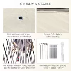 Outsunny 3.3 x 3.3m Pop Up Gazebo, Double Roof Foldable Canopy Tent with Zipped Mesh Sidewalls, Height Adjustable and Carrying Bag, Event Tent for Patio Garden, Beige - 7