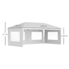 Outsunny 3 x 6m Pop Up Gazebo, Height Adjustable Marquee Party Tent with Sidewalls and Storage Bag, White - 3