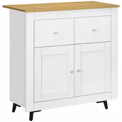 HOMCOM Sideboard Storage Cabinet, Modern Kitchen Cupboard with Double Doors and Drawers for Dining Room, Living Room and Entryway, White - 1