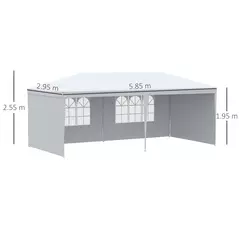 Outsunny 6 x 3 m Party Tent Gazebo Marquee Outdoor Patio Canopy Shelter with Windows and Side Panels White - 3