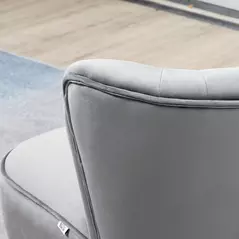 HOMCOM Velvet Accent Chair Occasional Tub Seat Padding Curved Back with Ottoman Wood Frame Legs Home Furniture Light Grey - 9