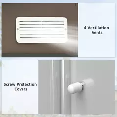 Outsunny 7 x 4ft Metal Garden Shed, Outdoor Storage Tool House with Ventilation Slots, Foundation Kit and Lockable Double Doors, Brown - 7