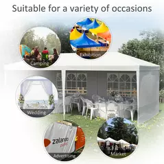 Outsunny 6 x 3 m Party Tent Gazebo Marquee Outdoor Patio Canopy Shelter with Windows and Side Panels White - 7