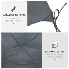 Outsunny 2 Seater Bench Cushion, Garden Chair Cushion with Back and Ties for Indoor and Outdoor Use, 98 x 100 cm, Dark Grey - 6