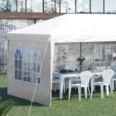 Outsunny 3 x 6m Pop Up Gazebo, Height Adjustable Marquee Party Tent with Sidewalls and Storage Bag, White - 8