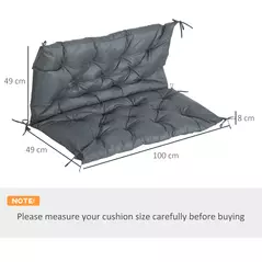 Outsunny 2 Seater Bench Cushion, Garden Chair Cushion with Back and Ties for Indoor and Outdoor Use, 98 x 100 cm, Dark Grey - 3