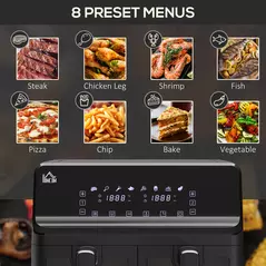 HOMCOM 8L Dual Basket Air Fryer, 8-in-1 Air Fryer Oven with Digital Display, Visible, Timer, Preheat for Oil Free Low Fat Cooking, 2500W, Sync Finish, Sliver - 5