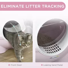 PawHut Large Cat Litter Box, with Scoop, Front Entrance, 53 x 51 x 48cm - Pink - 4