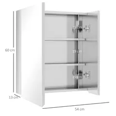 kleankin Bathroom Mirror Cabinet, Wall Mounted Medicine Cabinet with Hinged Door, Storage Shelves for Laundry Room - 3