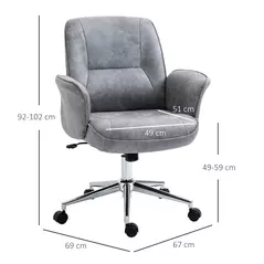 Vinsetto Swivel Computer Office Chair Mid Back Desk Chair for Home Study Bedroom, Light Grey - 3