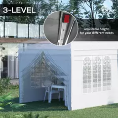 Outsunny 3 x 6 m Garden Pop Up Gazebo, Wedding Party Tent Marquee, Water Resistant Awning Canopy with Sidewalls, Windows, Carry Bag, White - 7
