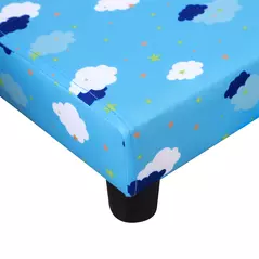 HOMCOM Toddler Chair Children's Armchairs Wood Frame w/ Footrest Anti-Slip Legs High Back Arms for Bedroom Playroom Cute Cloud Star Blue - 8