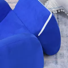 HOMCOM 2 In 1 Kids Armchair Sofa Bed Fold Out Padded Wood Frame Bedroom Blue - 8