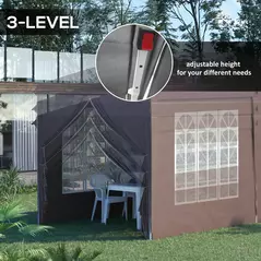 Outsunny 3 x 6 m Pop Up Gazebo with Sides and Windows, Height Adjustable Wedding Camping Party Tent Canopy Marquee with Storage Bag for Garden, Event, Brown - 7