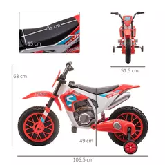HOMCOM 12V Kids Electric Motorcycle Ride-On, with Training Wheels, for Ages 3-6 Years - Red - 3